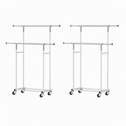 Artiss 2X Clothes Rack Double Rod Airer Rail Coat Stand Adjustable Hanger