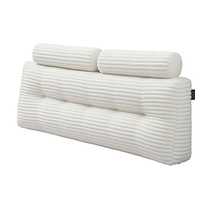 Giselle wedge pillow headboard with non-flattening shredded foam core, perfect for dorm reading or sofa lap desk, 330g corduroy cover, side pockets, Queen
