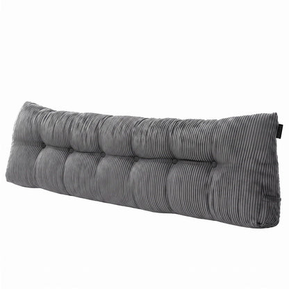 Giselle Headboard Pillow for Sitting in Bed, Upgraded Shredded Foam Reading Wedge Cushion for Lumbar Support, 320g Corduroy Backrest with Side Pockets for Dorm Daybed, King