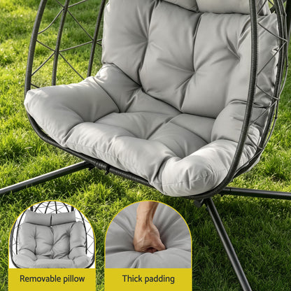 Gardeon Outdoor Swing Chair 2 Seater with Stand Cushion Rattan Patio Furniture