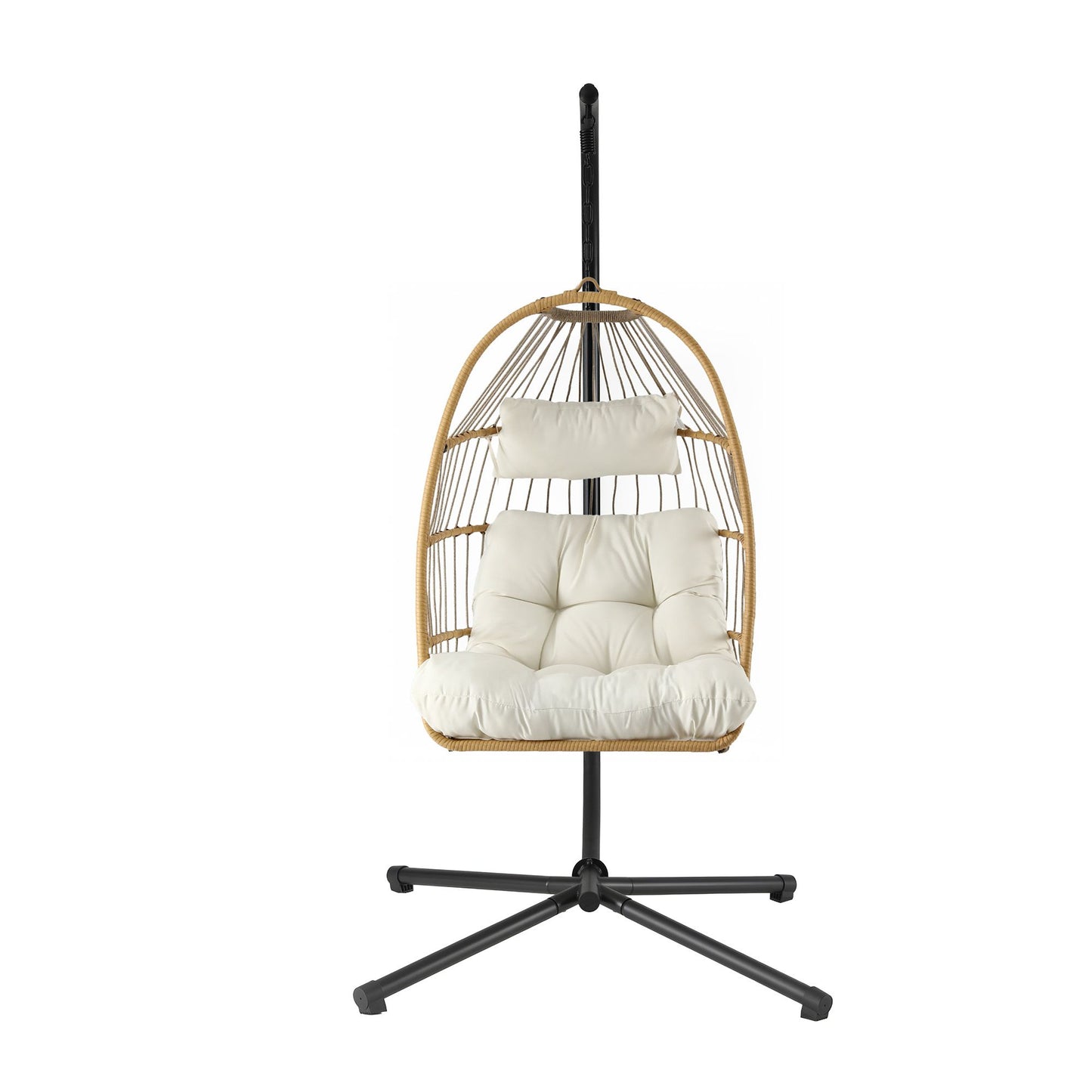 Gardeon Foldable Outdoor Swing Chair with Stand Cushion Rattan Patio Furniture
