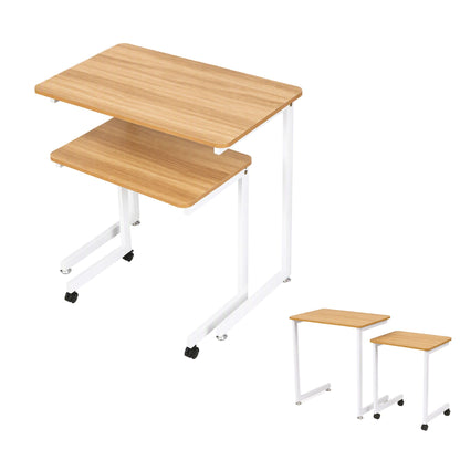 Artiss Mobile Laptop Desk Set 2-In-1 C-Shaped Nesting Table Oak