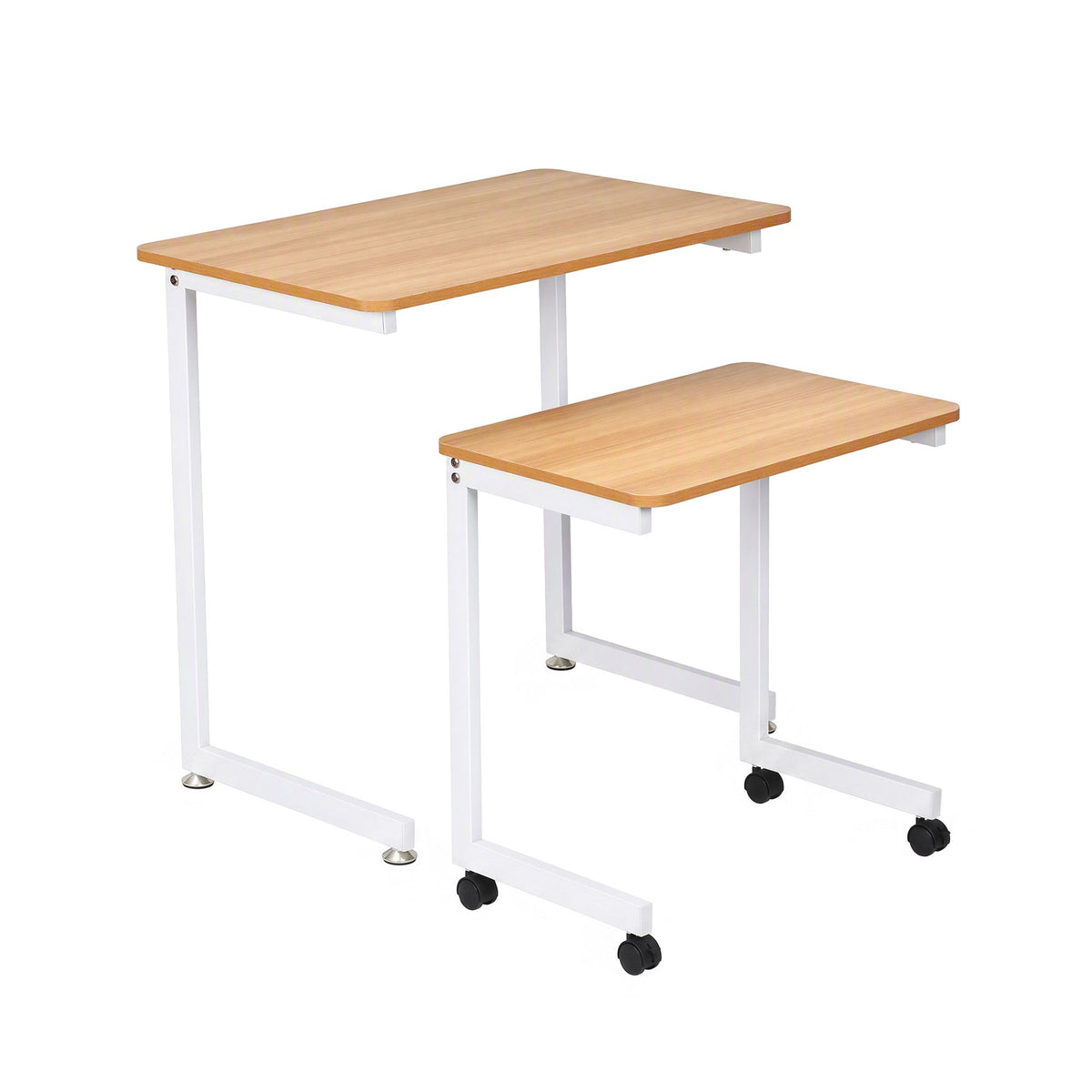 Artiss Mobile Laptop Desk Set 2-In-1 C-Shaped Nesting Table Oak