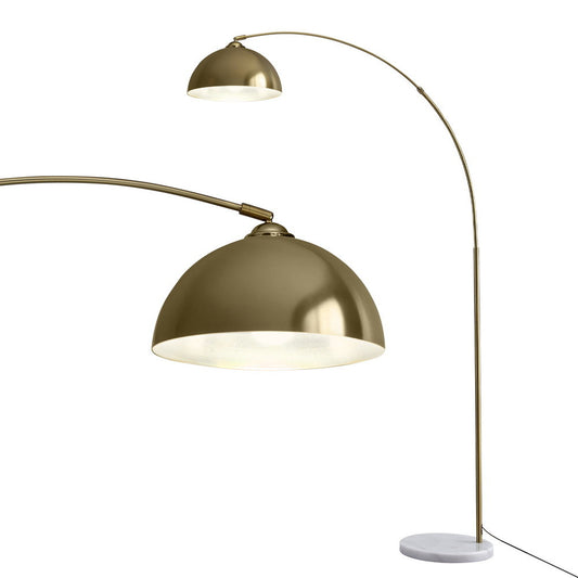 Artiss Modern Arched Floor Lamp Gold Brass Standing Heavy-Duty Marble Base for Living Room Bedroom