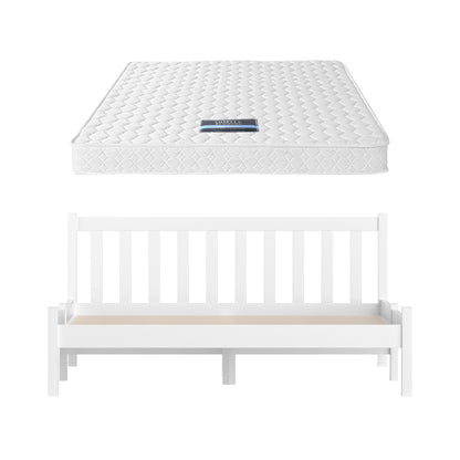 Giselle Double Mattress with Artiss Wooden Bed Frame Natural Pine Timber Base