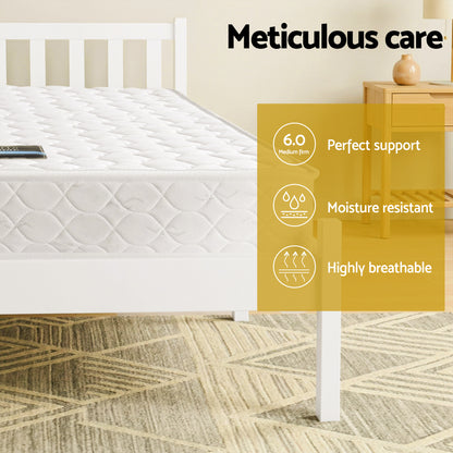 Giselle Double Mattress with Artiss Wooden Bed Frame Natural Pine Timber Base