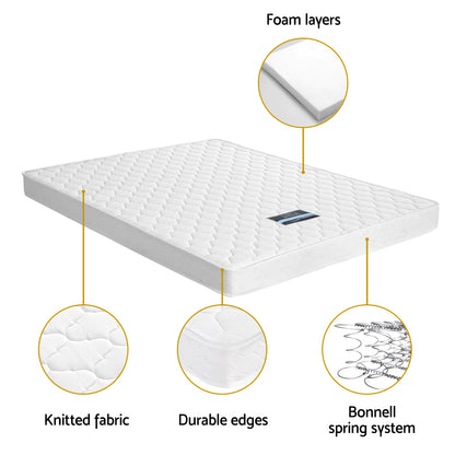 Giselle Double Mattress with Artiss Wooden Bed Frame Natural Pine Timber Base