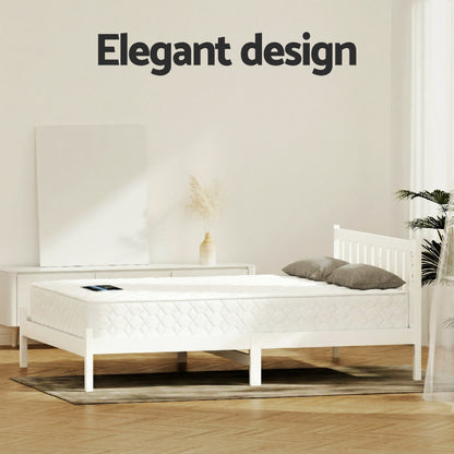 Giselle Double Mattress with Artiss Wooden Bed Frame Natural Pine Timber Base