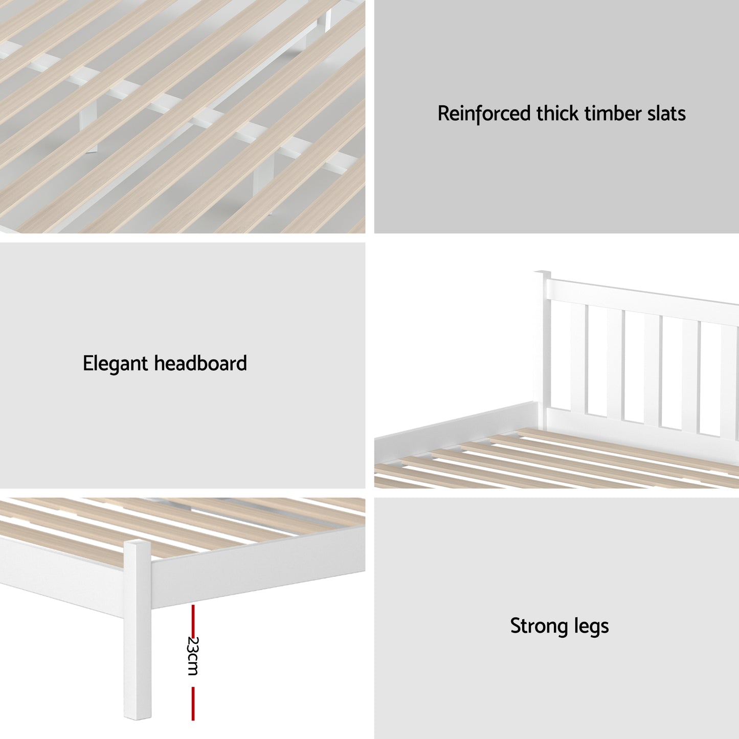 Giselle Double Mattress with Artiss Wooden Bed Frame Natural Pine Timber Base