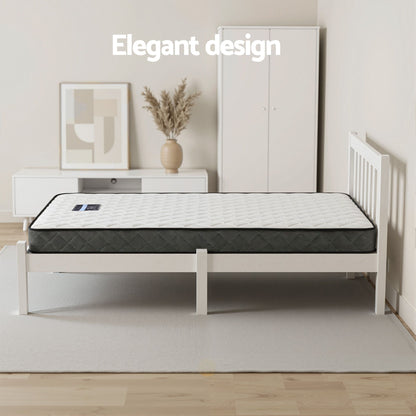 Giselle Single Mattress and Artiss Bed Frame Set White Solid Pine with 16cm Mattress