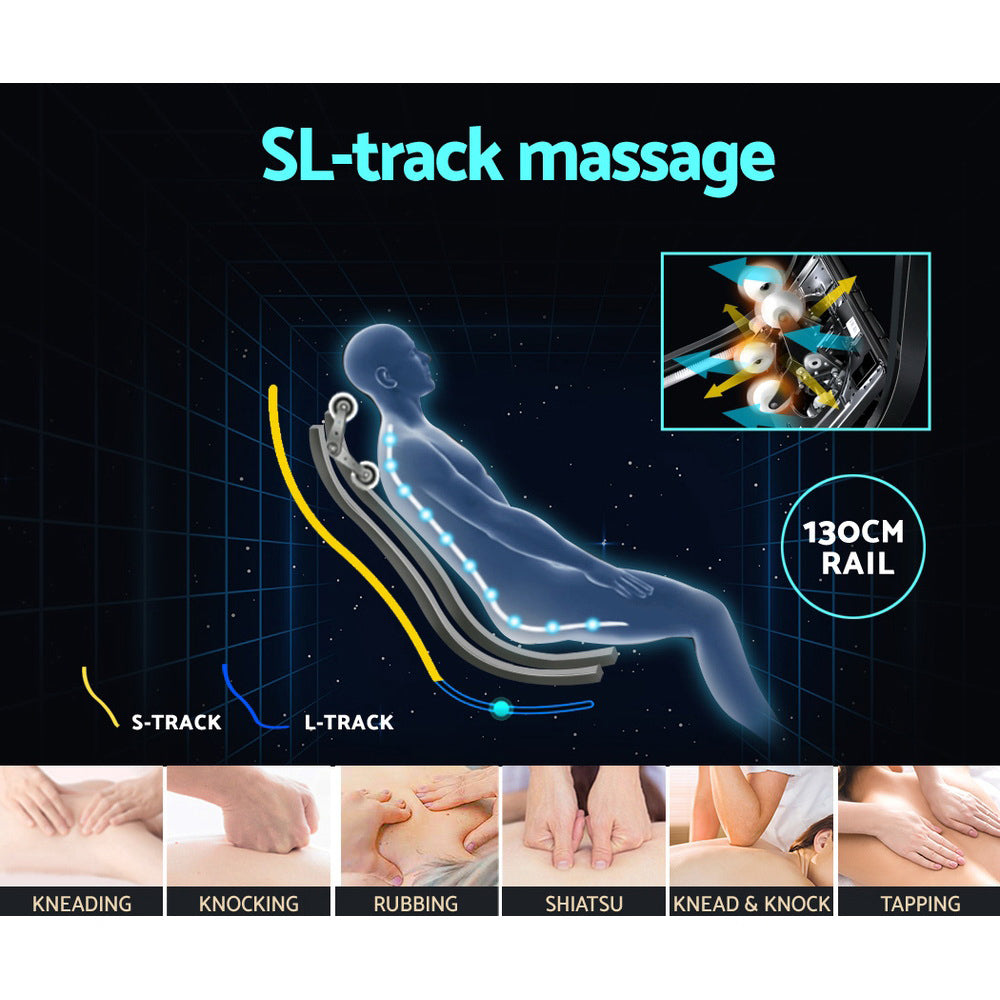 Livemor 4D Massage Chair Recliner - Full Body SL-Track Zero Gravity with AI Body Scan, Deep Tissue Electric Massager with Heat, 12 Auto Programs, LCD Touchscreen & Bluetooth, Grey