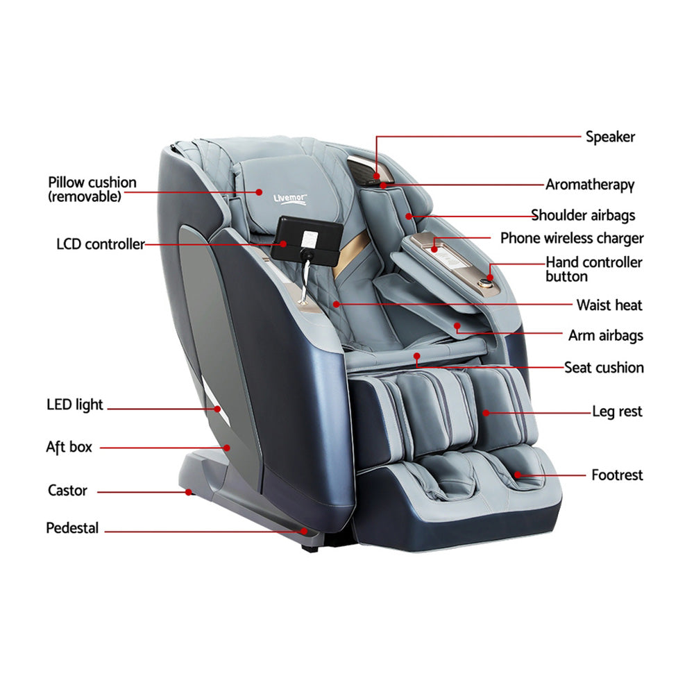 Livemor 4D Massage Chair Electric Recliner Double Core Mechanism Massager Melisa
