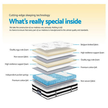 Giselle Bedding 34cm Mattress Euro Top Pocket Spring Queen