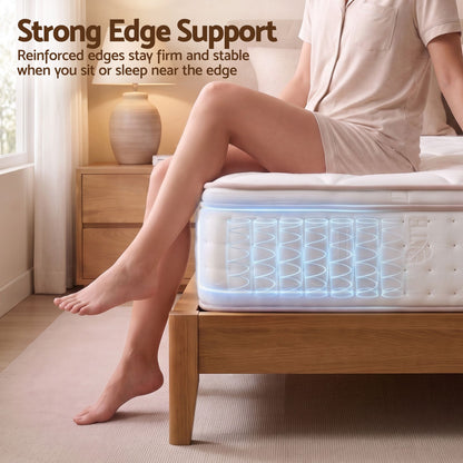 Giselle 30cm King Single Spring Mattress Tencel Cover 5-Zone Firm Back Support