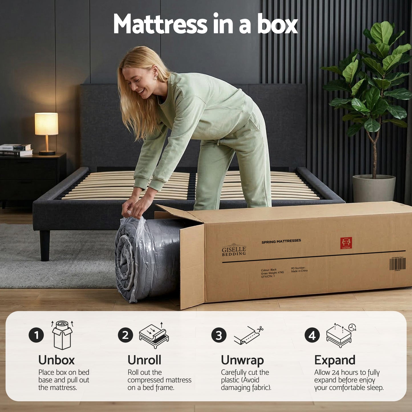 Giselle Bedding 34cm King Single Mattress Hybrid, Pocket Spring Bed Mattress