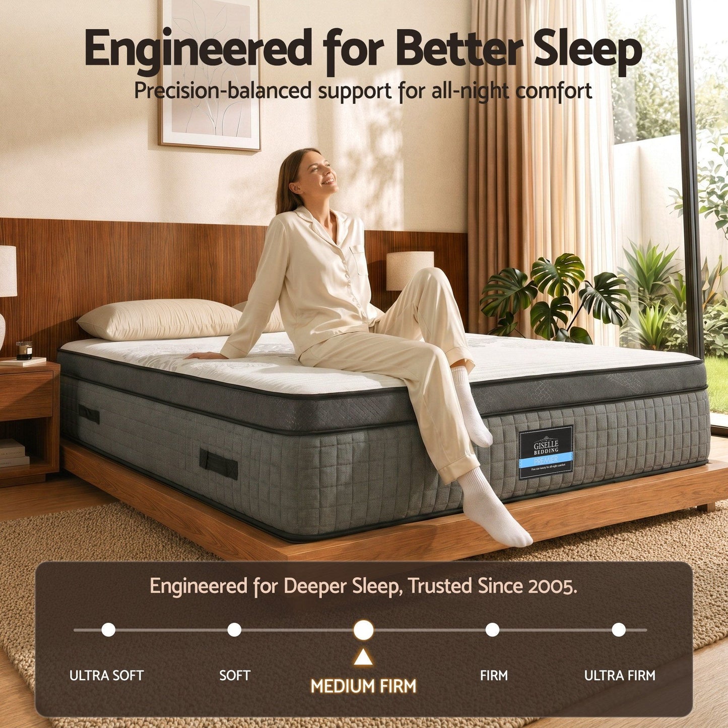 Giselle Bedding Double Mattress 37cm 4-in-1 Adjustable Firmness Cooling Gel Memory Foam Dual-Zone Flippable for Couples