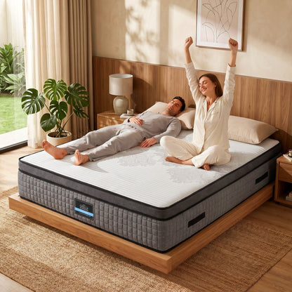 Giselle Bedding Double Mattress 37cm 4-in-1 Adjustable Firmness Cooling Gel Memory Foam Dual-Zone Flippable for Couples