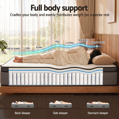 Giselle Bedding King Mattress 37cm 4-in-1 Adjustable Firmness Cooling Gel Memory Foam Dual-Zone Flippable for Couples