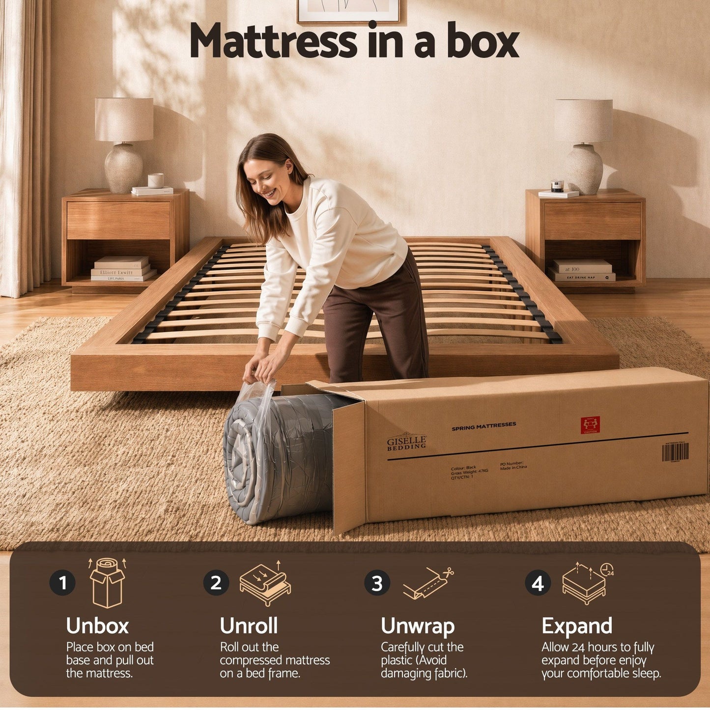 Giselle Bedding King Mattress 37cm 4-in-1 Adjustable Firmness Cooling Gel Memory Foam Dual-Zone Flippable for Couples