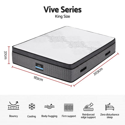 Giselle Bedding King Mattress 37cm 4-in-1 Adjustable Firmness Cooling Gel Memory Foam Dual-Zone Flippable for Couples