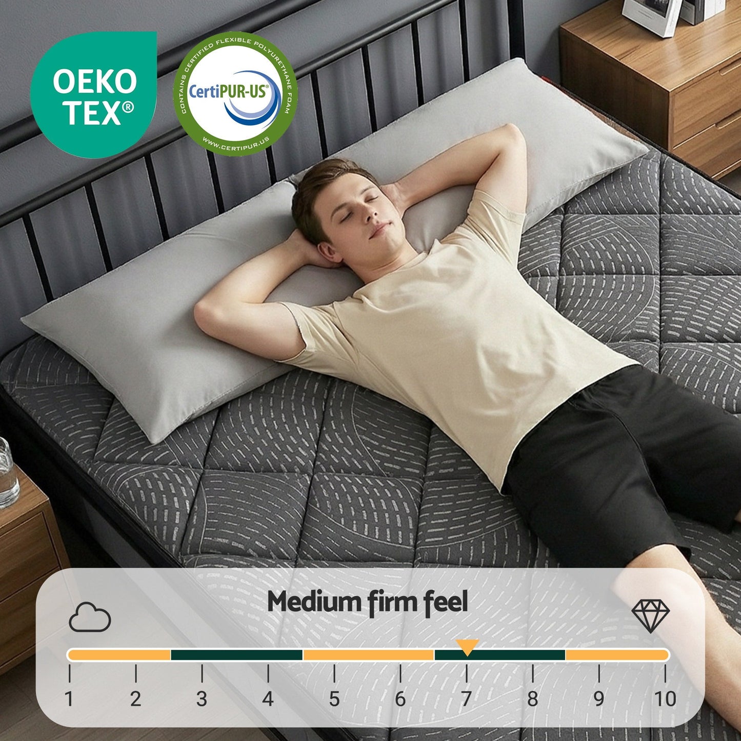 Giselle Bedding Queen Mattress 25cm Pocket Spring Latex Euro Top Medium Firm Bed