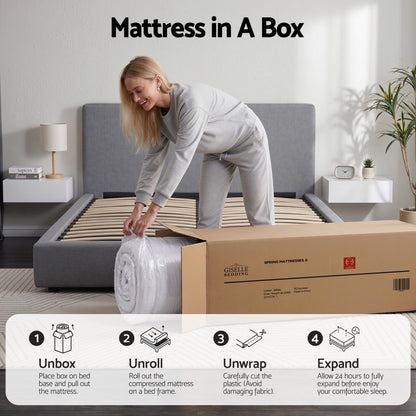 Giselle Bedding Double Mattress 23cm Pocket Spring Mattress with Adjustable Firmness Reversible Foam Layer for Medium Firm & Firm Support Motion Isolation Bedroom Bed
