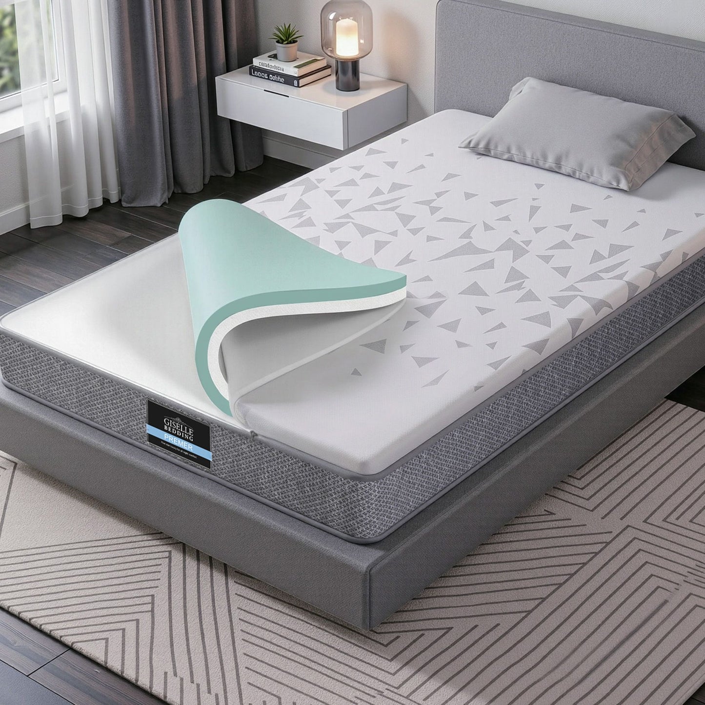 Giselle Bedding King Single Mattress 23cm Pocket Spring Mattress with Adjustable Firmness Reversible Foam Layer for Medium Firm & Firm Support Motion Isolation Bedroom Bed