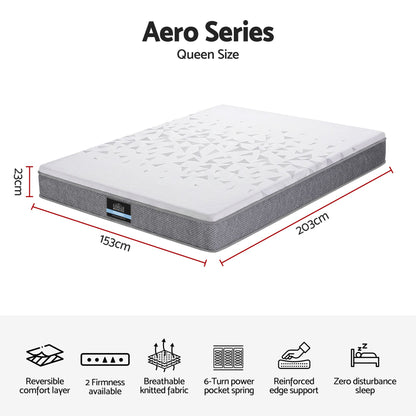 Giselle Bedding Queen Mattress 23cm Pocket Spring Mattress with Adjustable Firmness Reversible Foam Layer for Medium Firm & Firm Support Motion Isolation Bedroom Bed