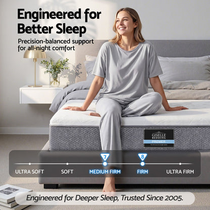 Giselle Bedding Single Mattress 23cm Pocket Spring Mattress with Adjustable Firmness Reversible Foam Layer for Medium Firm & Firm Support Motion Isolation Bedroom Bed