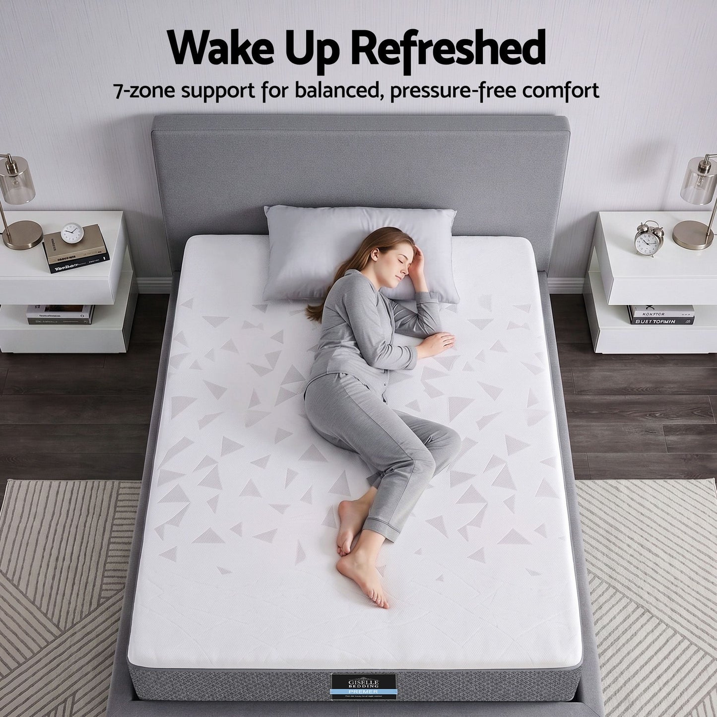 Giselle Bedding Single Mattress 23cm Pocket Spring Mattress with Adjustable Firmness Reversible Foam Layer for Medium Firm & Firm Support Motion Isolation Bedroom Bed