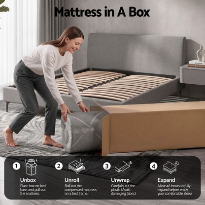 Giselle Queen Mattress 26cm Firm Pocket Spring Dual Edge Support Dark Grey