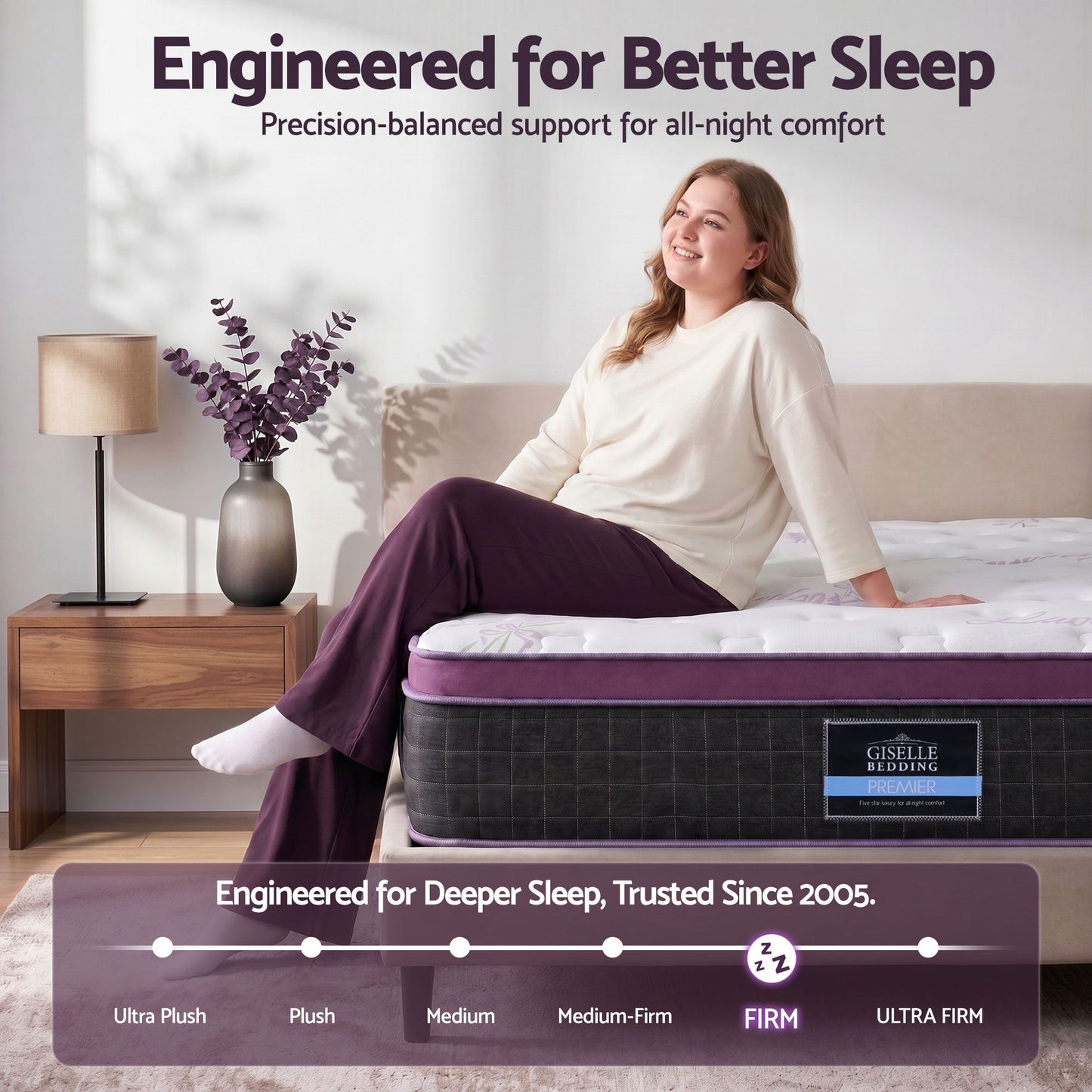 Giselle King Euro Top Mattress Firm Pocket Spring Edge Support
