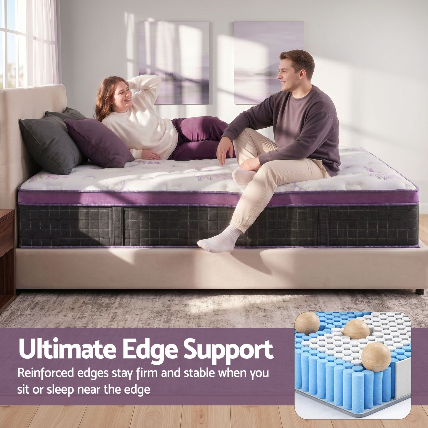 Giselle King Euro Top Mattress Firm Pocket Spring Edge Support