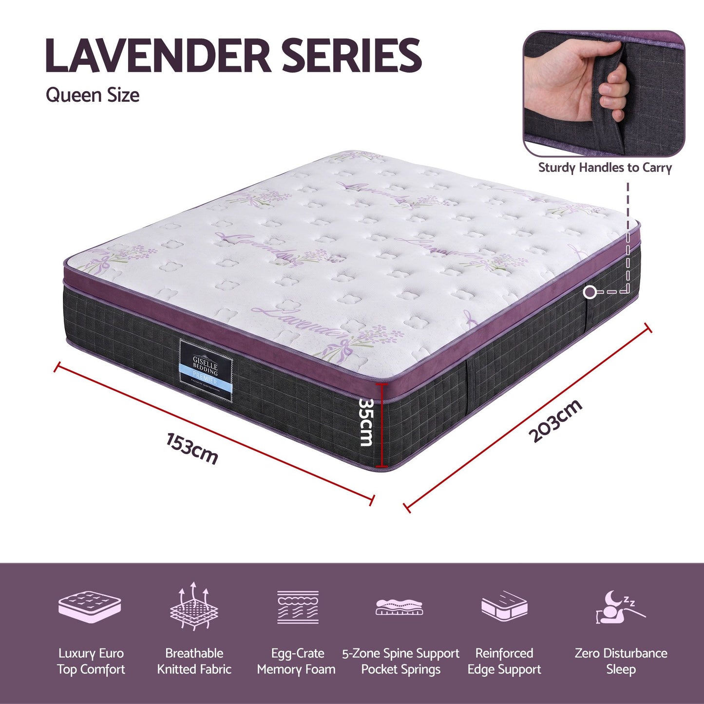 Giselle Queen Euro Top Mattress Firm Pocket Spring Edge Support