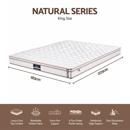 Giselle 20cm Firm King Mattress Pocket Spring for Bedroom or Guest Room