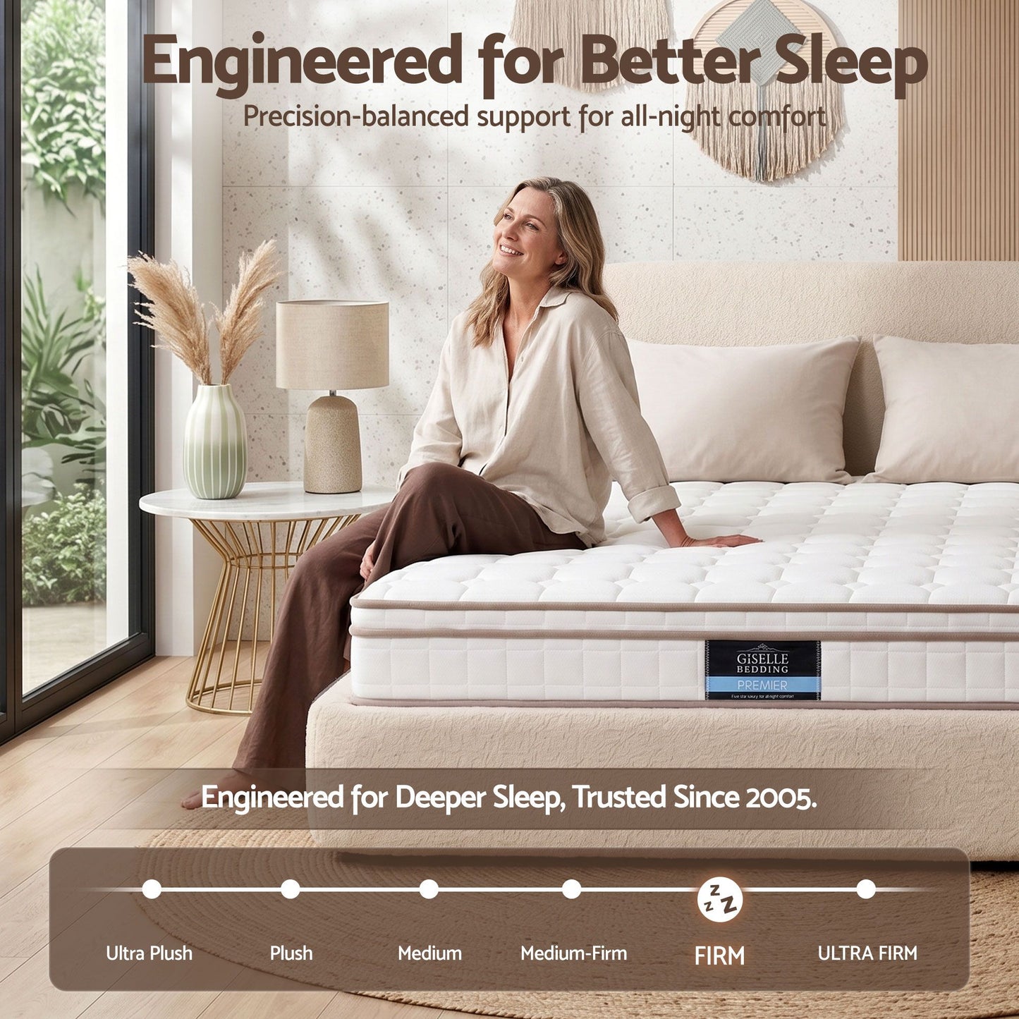 Giselle 20cm Firm King Mattress Pocket Spring for Bedroom or Guest Room