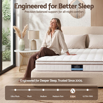 Giselle 20cm Firm King Mattress Pocket Spring for Bedroom or Guest Room