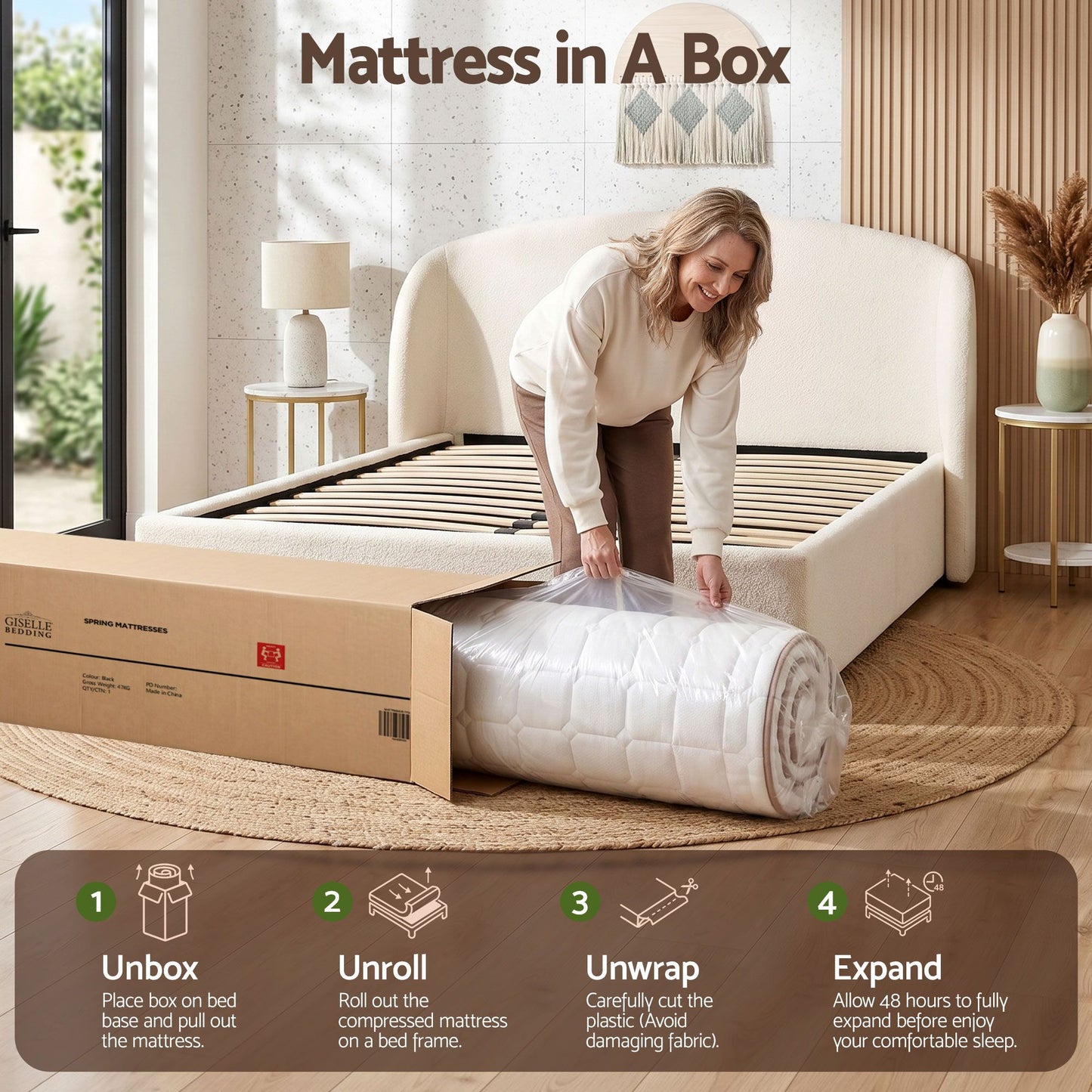 Giselle 20cm Firm King Mattress Pocket Spring for Bedroom or Guest Room