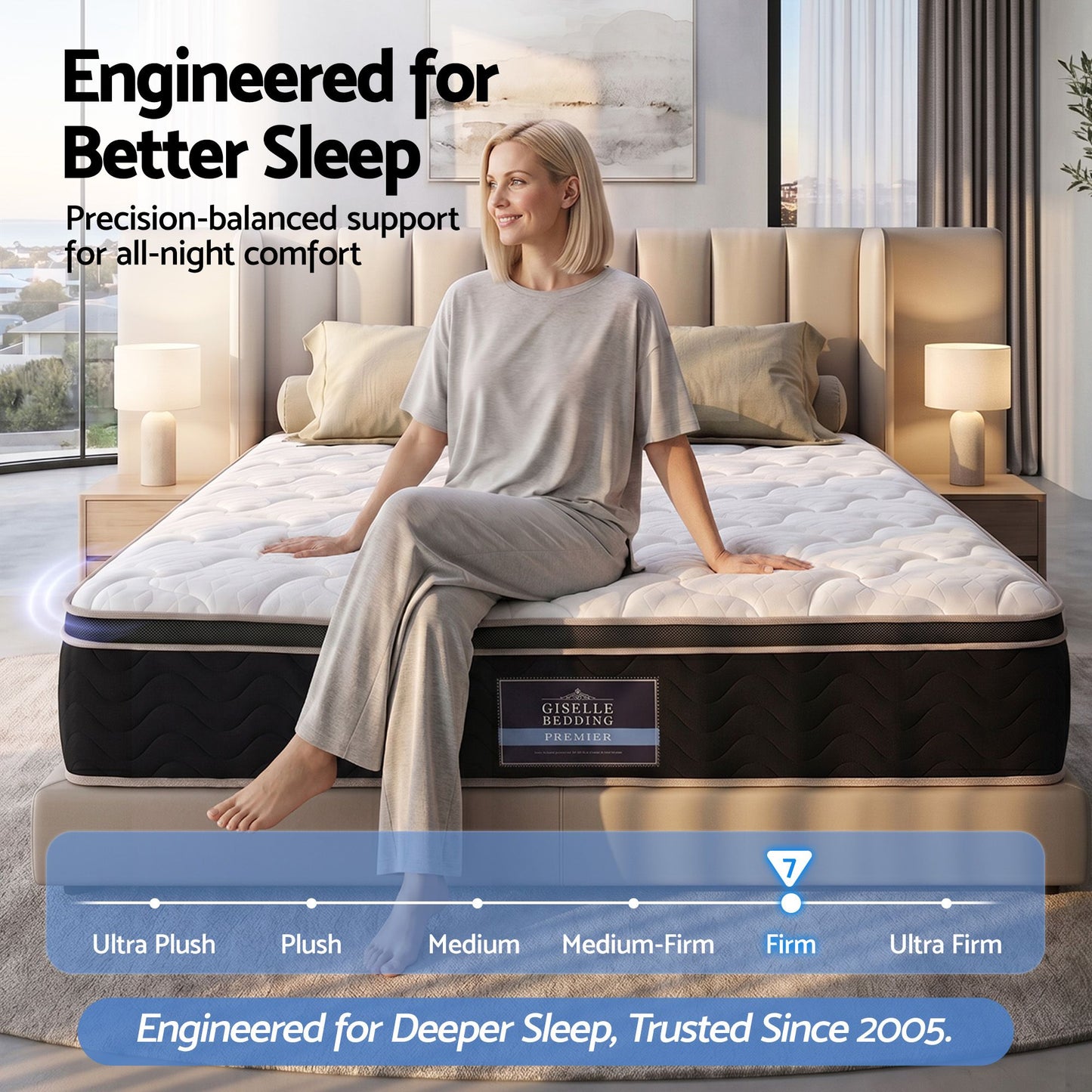 Giselle 35cm Double Mattress Firm with Copper Memory Foam and Edge Support
