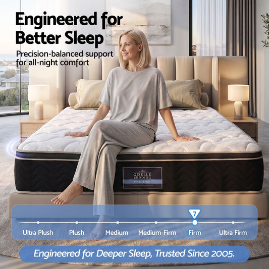 Giselle 35cm Queen Mattress Firm with Copper Memory Foam and Edge Support