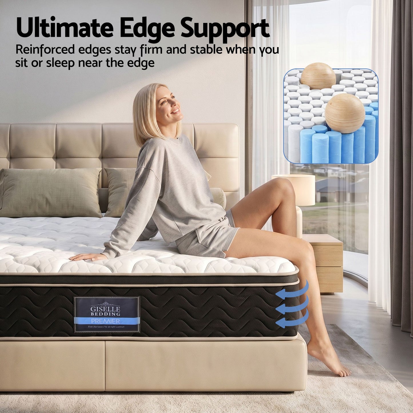 Giselle 35cm Queen Mattress Firm with Copper Memory Foam and Edge Support