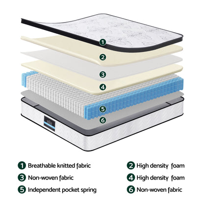 Giselle Bedding King Mattress 30cm Pocket Spring Euro Top Medium Firm Foam
