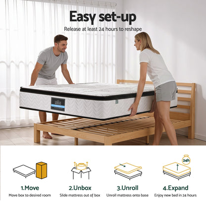 Giselle Bedding King Mattress 30cm Pocket Spring Euro Top Medium Firm Foam
