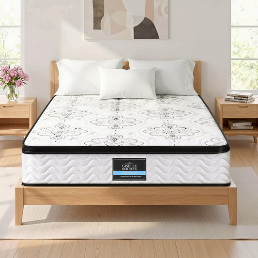 Giselle Bedding Queen Mattress 30cm Pocket Spring Euro Top Medium Firm Foam
