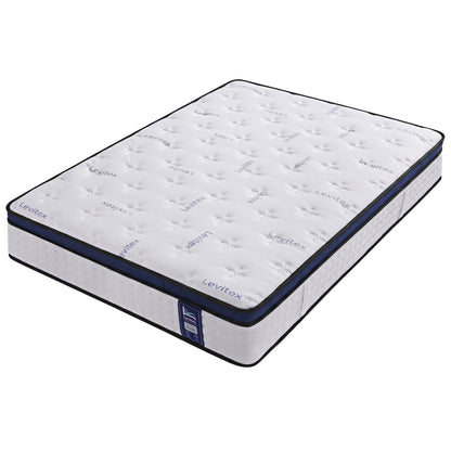 Levitex 35CM Double Mattresses Gel Memory Foam and 7-Zone Ergonomic Pocket Spring, Anti-Roll Dual-Row Edge, Undisturbed Deep Sleep For Restless Couples, Triple Cooling System