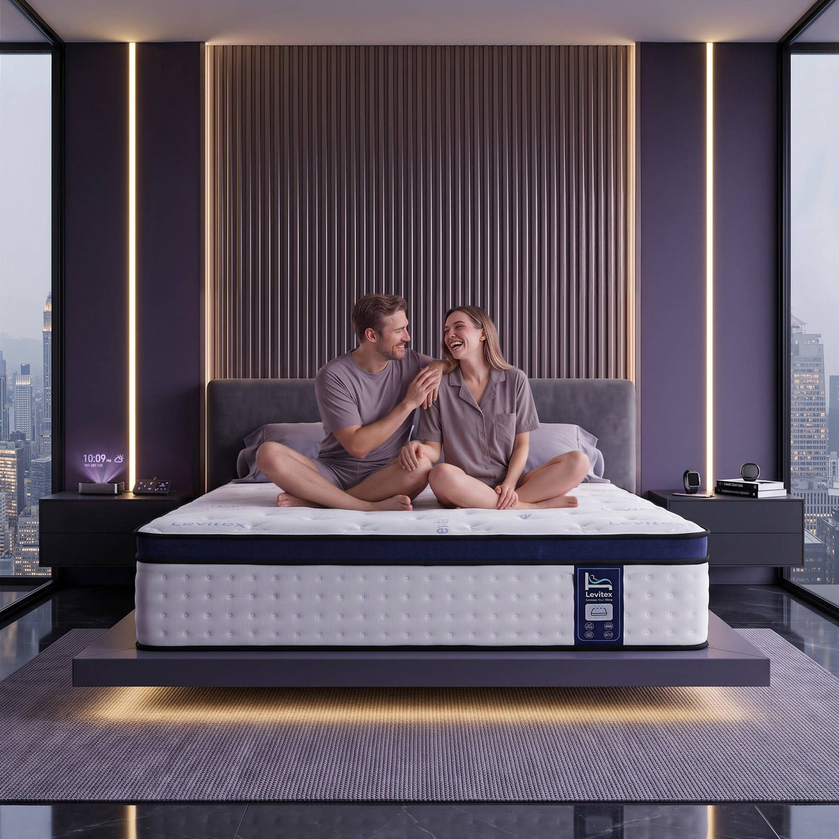 Levitex 35CM Queen Mattresses Gel Memory Foam and 7-Zone Ergonomic Pocket Spring, Anti-Roll Dual-Row Edge, Undisturbed Deep Sleep For Restless Couples, Triple Cooling System