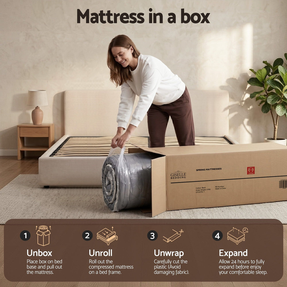 Giselle Bedding 35cm Mattress Bamboo Cover Queen