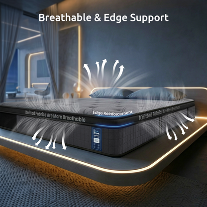 Levitex Queen Mattress 33 cm 7-Zone Pocket Spring 8.0 Extra Firm with Dual-Row Edge Support & Breathable Knit Cover