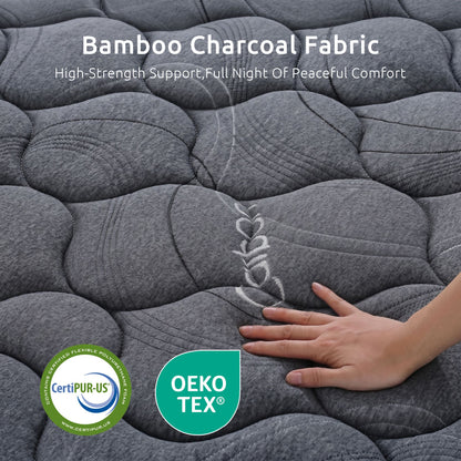 Levitex Single Mattress 25 cm Hybrid Pocket Spring with 4cm Egg Crate Foam for Deep Sleep Bamboo Charcoal Fabric
