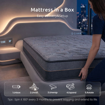 Levitex Single Mattress 25 cm Hybrid Pocket Spring with 4cm Egg Crate Foam for Deep Sleep Bamboo Charcoal Fabric